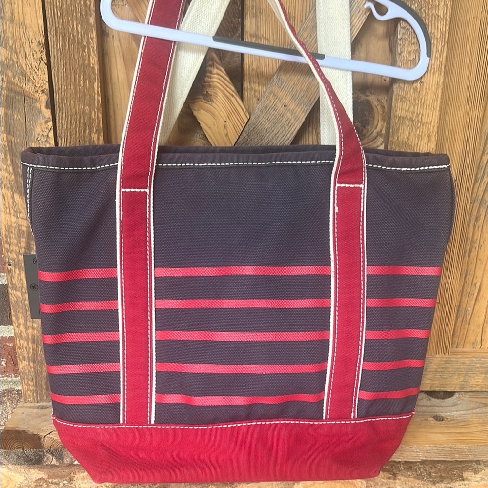 Lands' End Red and Black Tote Bag Durable Canvas - Picture 4 of 13